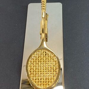 Gold Brass Plated Tennis Gift Desktop Clip Business Card Holder by Andrea Sadek